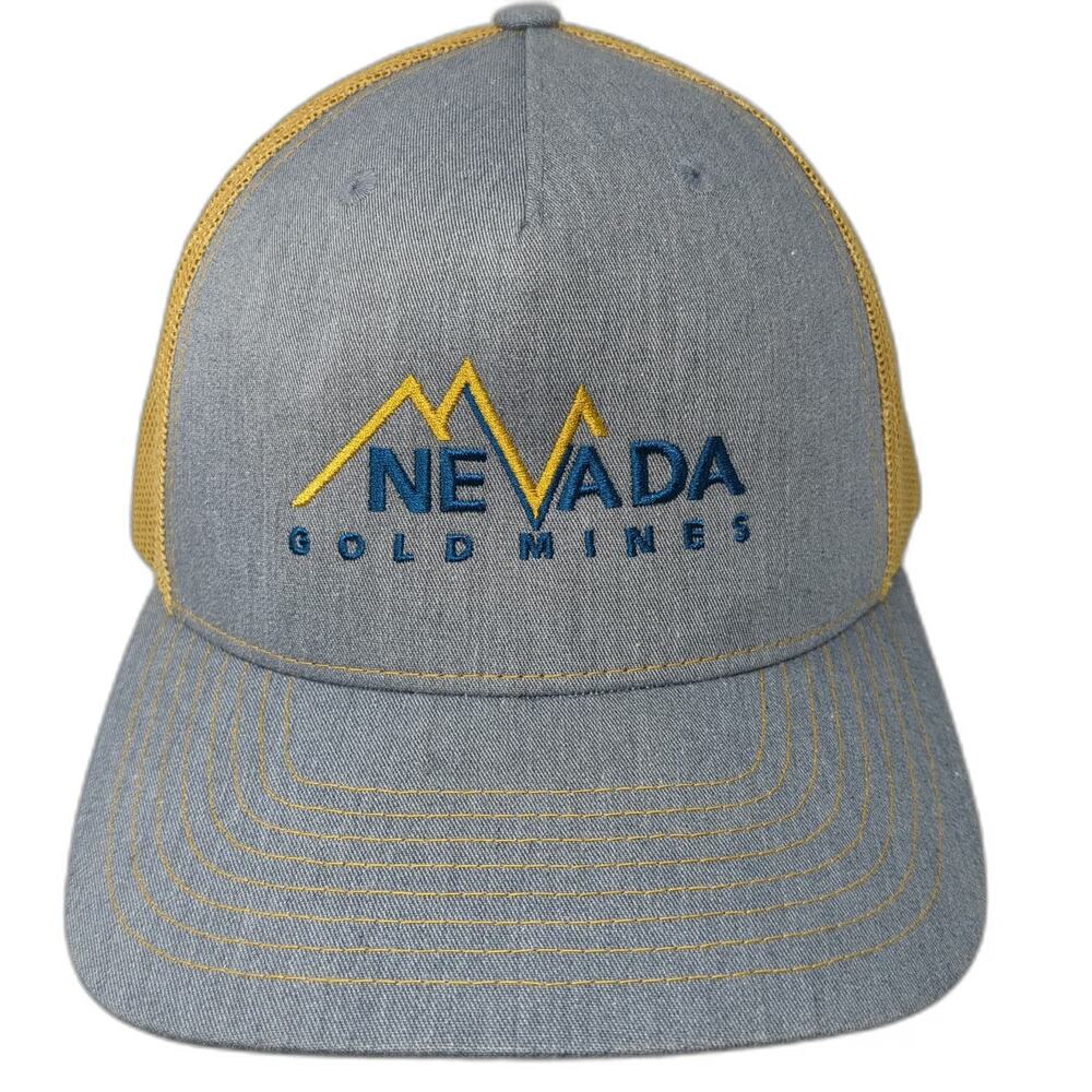 Richardson Trucker Hat Gray Yellow One Size Nevada Gold Mines Mesh Snapback